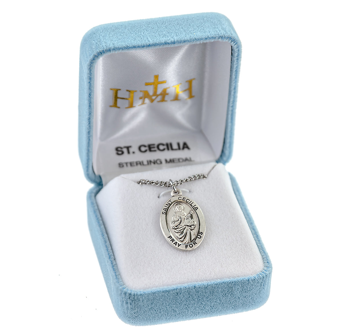 Patron Saint Cecilia Oval Sterling Silver Medal