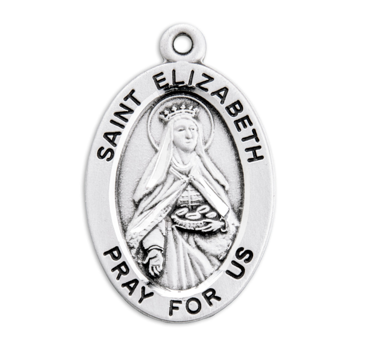 Patron Saint Elizabeth Oval Sterling Silver Medal