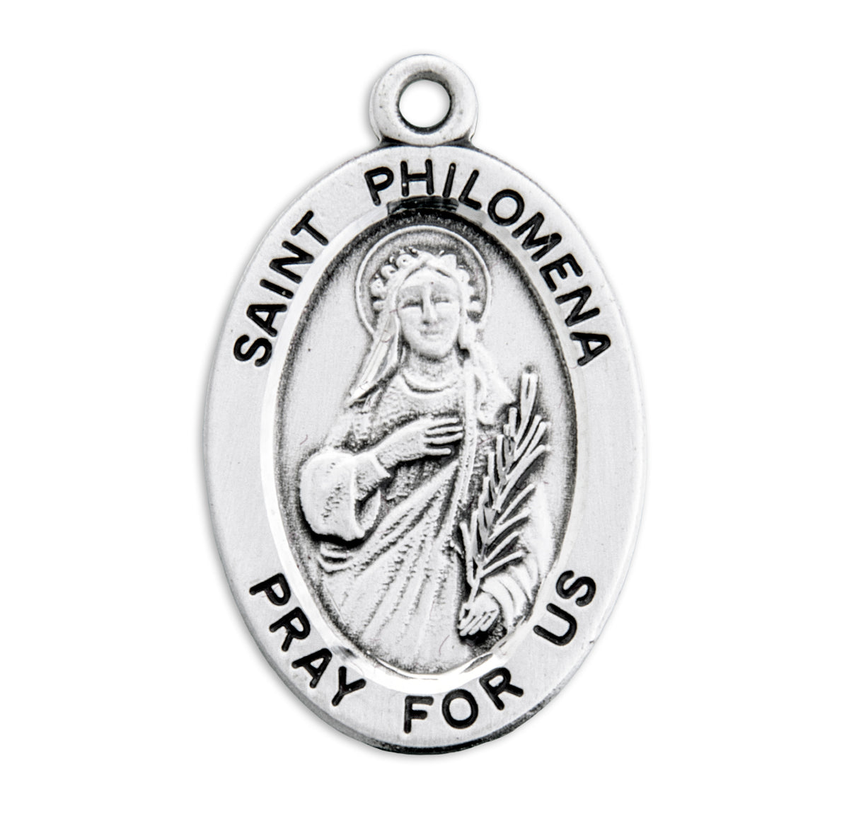 Patron Saint Philomena Oval Sterling Silver Medal