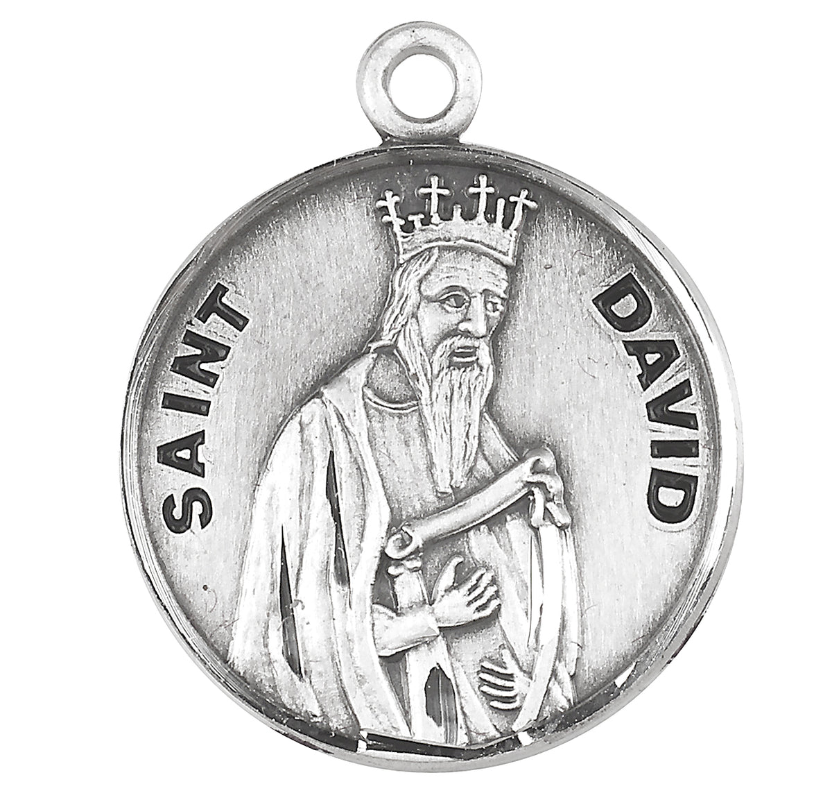 Patron Saint David Round Sterling Silver Medal