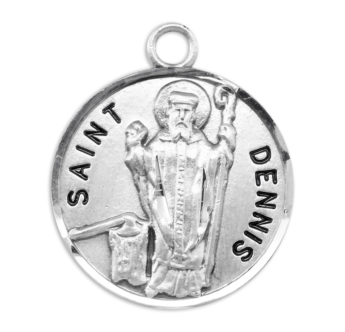Patron Saint Dennis Round Sterling Silver Medal