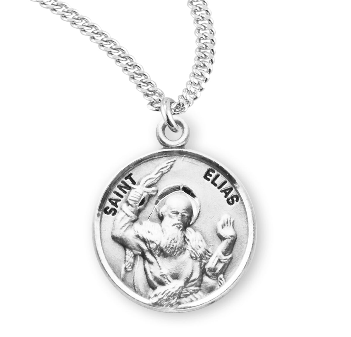 Patron Saint Elias Round Sterling Silver Medal