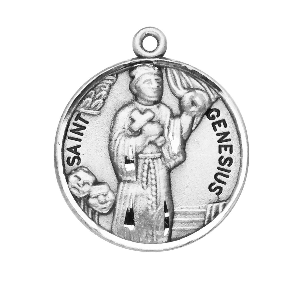 Patron Saint Genesius Round Sterling Silver Medal