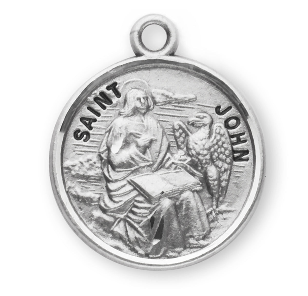 Patron Saint John the Evangelist Round Sterling Silver Medal