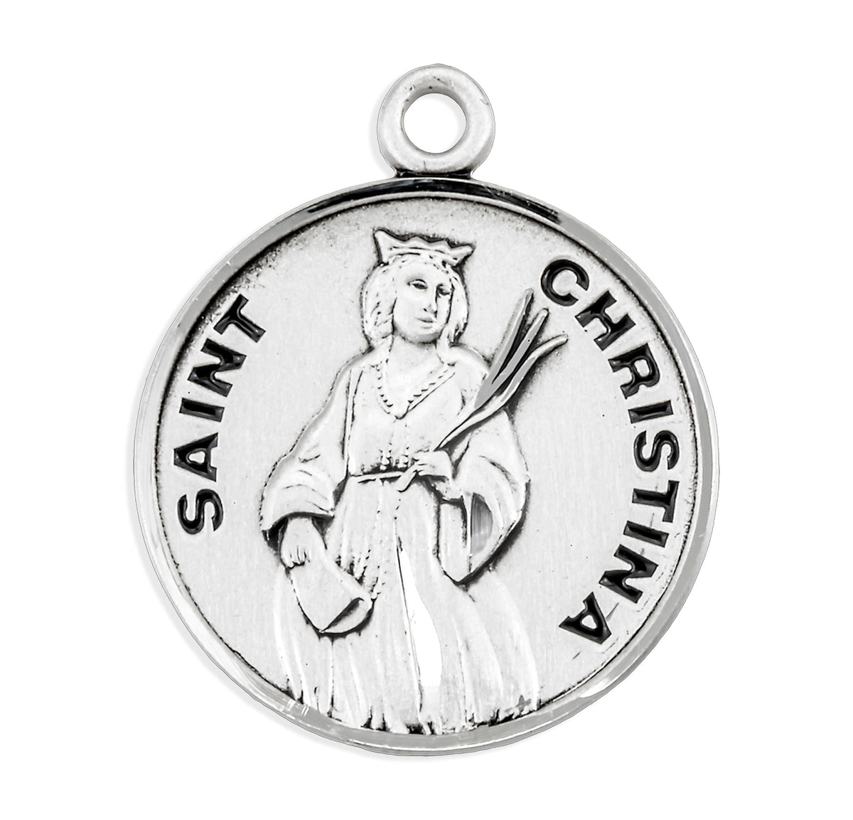 Patron Saint Christina Round Sterling Silver Medal