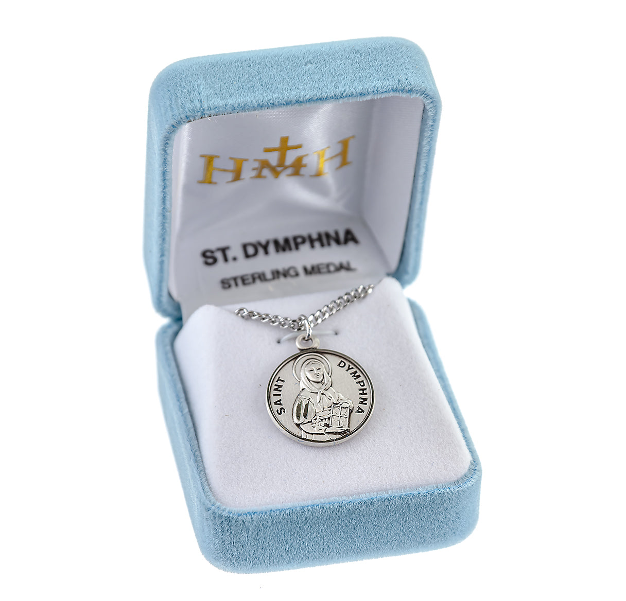 Patron Saint Dymphna Round Sterling Silver Medal