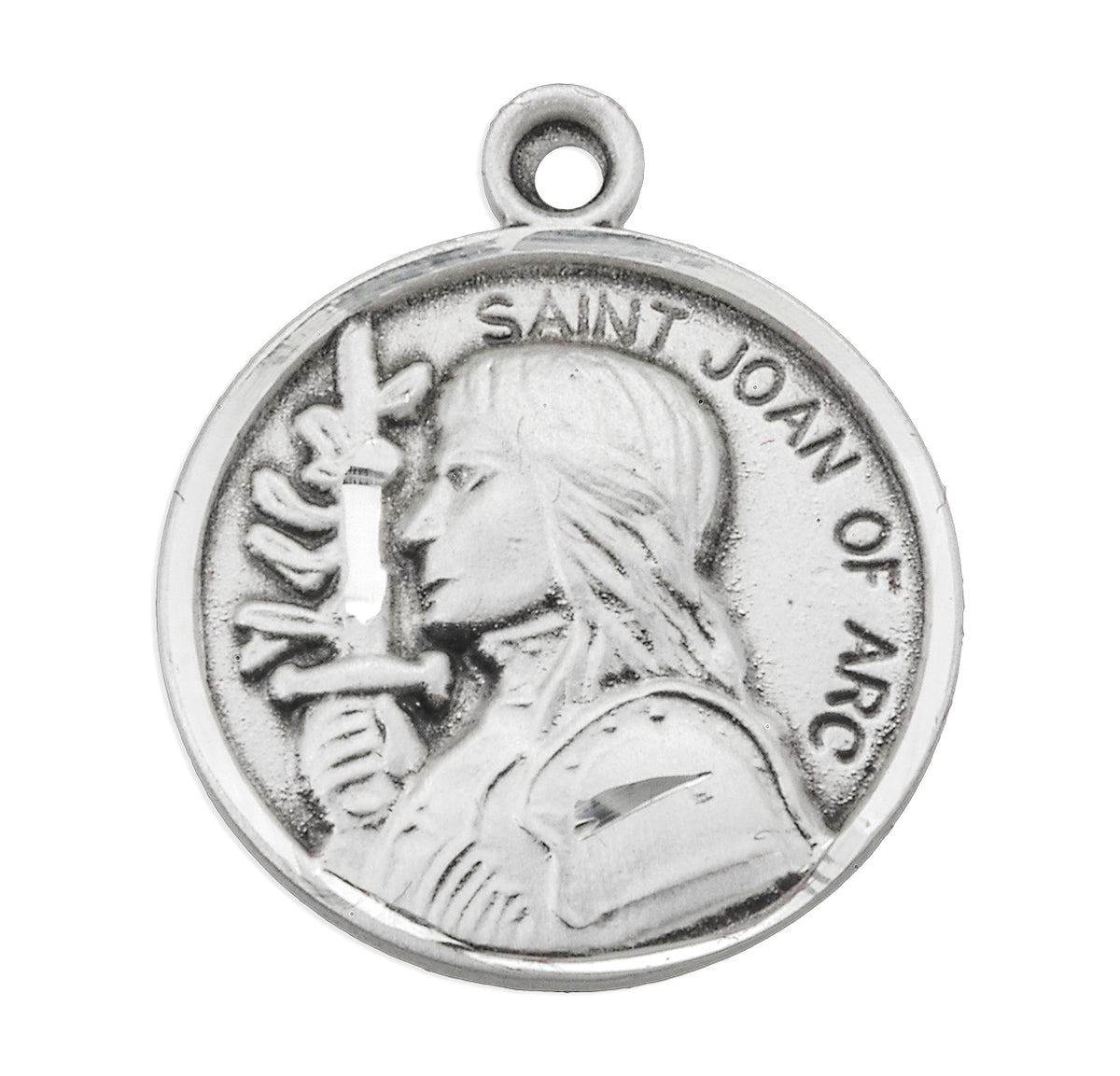 Patron Saint Joan of Arc Round Sterling Silver Medal
