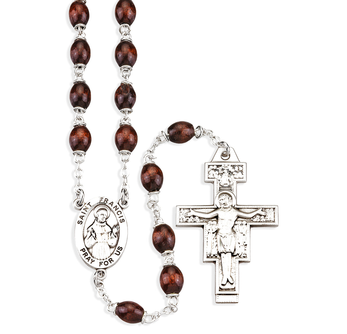 Saint Francis 7 Decade "Franciscan Crown" Rosary Sterling Crucifix and Centerpiece