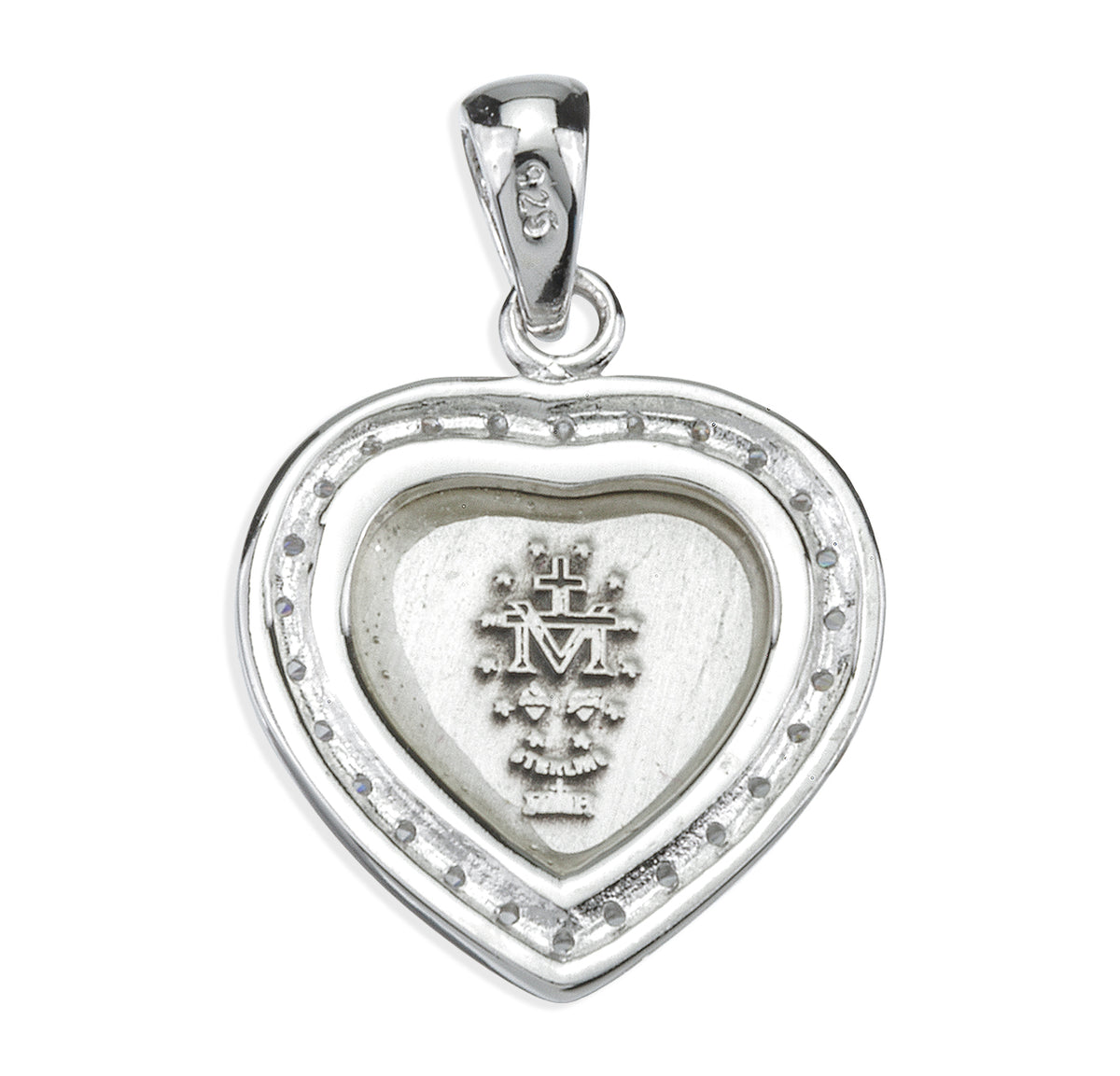 Sterling Silver Jet Black Cubic Zirconia Miraculous Medal