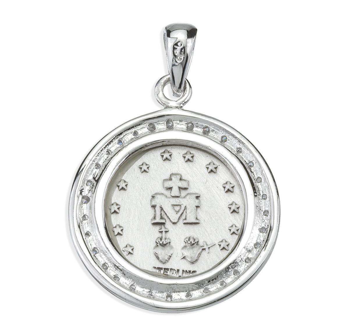 Sterling Silver Round Miraculous Sapphire Cubic Zirconia "CZ's" Pendant
