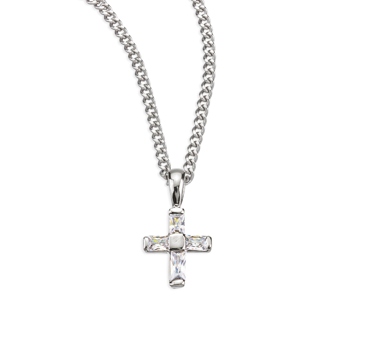 Sterling Silver Small Cross with CZ Settings