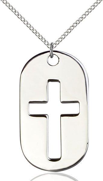 Sterling Silver Cross Dog Tag Pendant