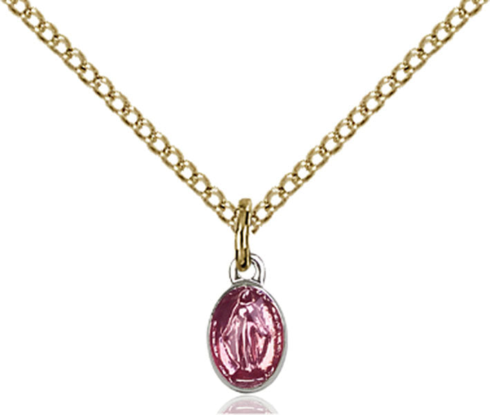 Two-Tone SS/GP Miraculous Pink Epoxy Pendant