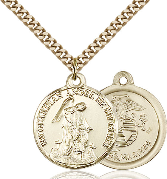 14kt Gold Filled Guardian Angel / Marines Pendant