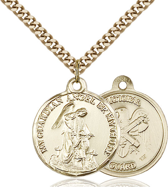 14kt Gold Filled Guardian Angel / Nat'l Guard Pendant