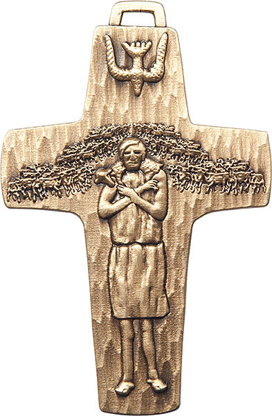 Gold Oxide Papal Crucifix Keychain