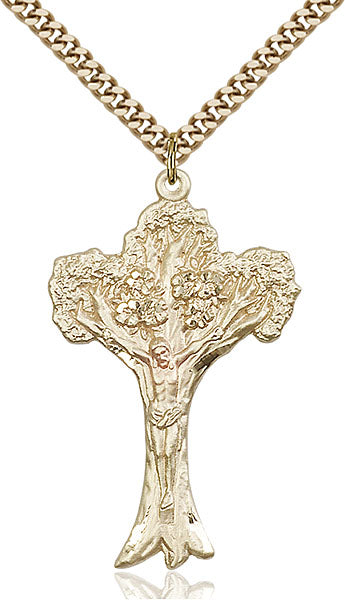 14kt Gold Filled Tree of Life Crucifix Pendant