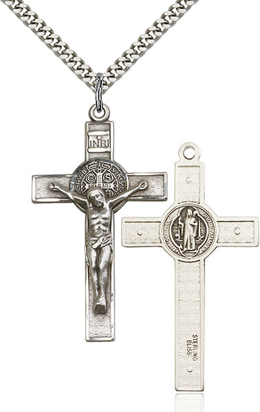 Sterling Silver Saint Benedict Crucifix Pendant