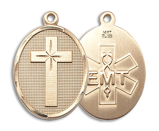14kt Gold Cross / Emt Medal