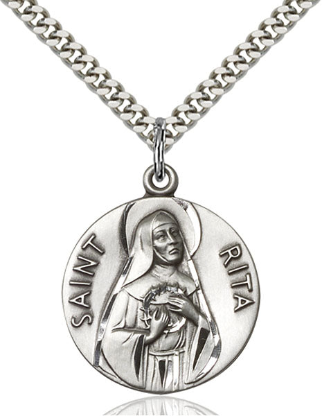 Sterling Silver Saint Rita of Cascia Pendant