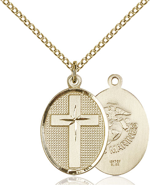 14kt Gold Filled Cross / Marines Pendant