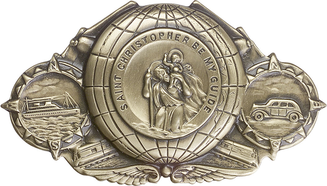 Antique Gold St. Christopher Visor Clip