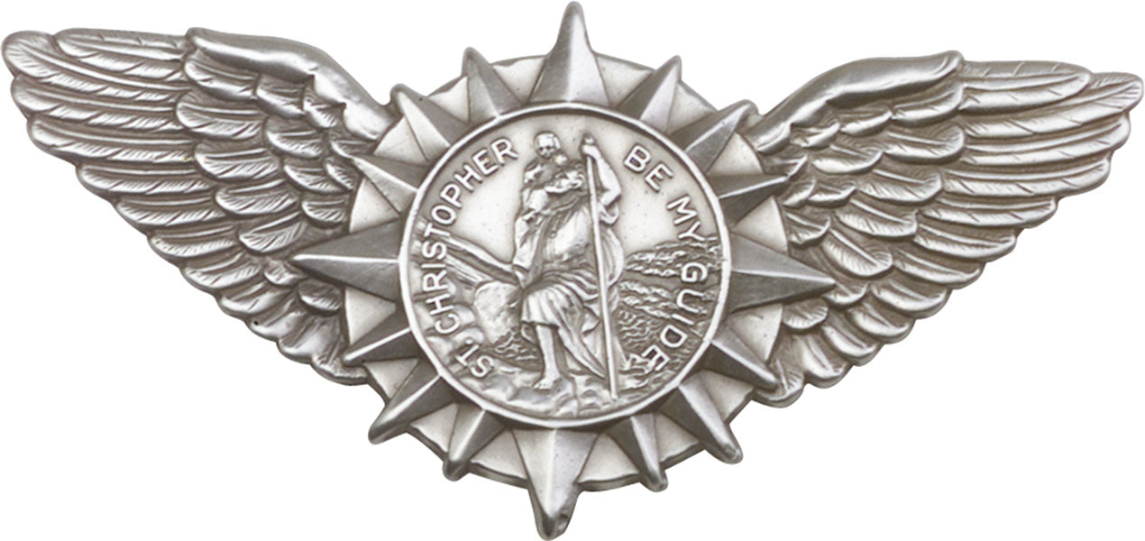 Antique Silver St. Christopher / Wings Visor Clip