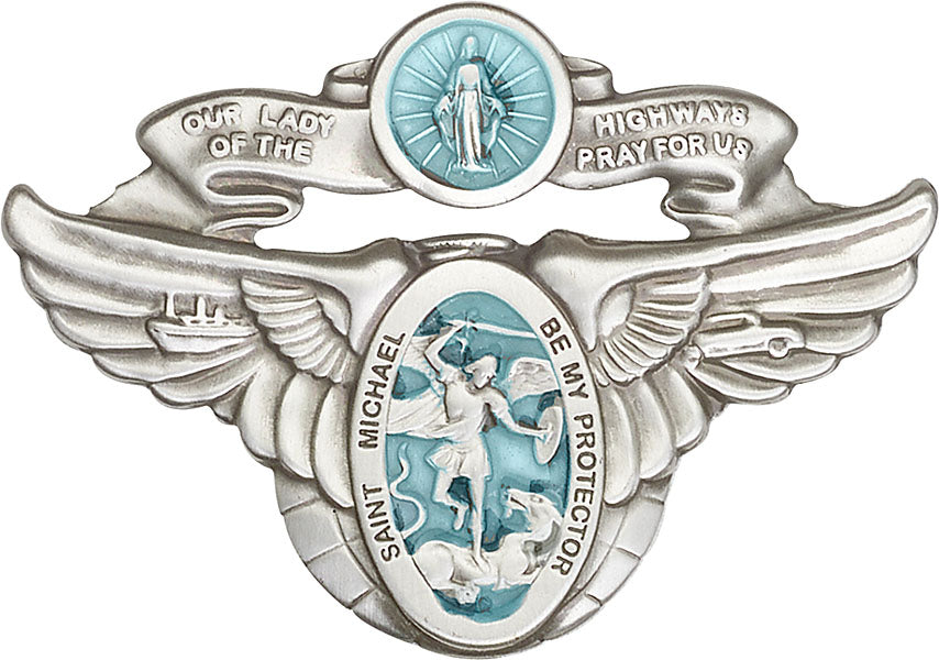 Antique Silver O/L of the Highway / St Michael Visor Clip