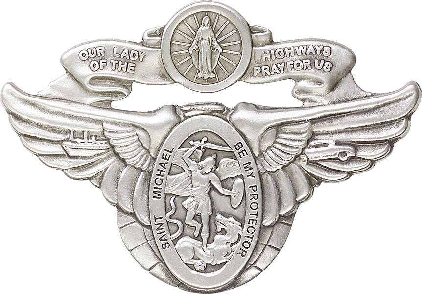 Antique Silver O/L of the Highway / St Michael Visor Clip