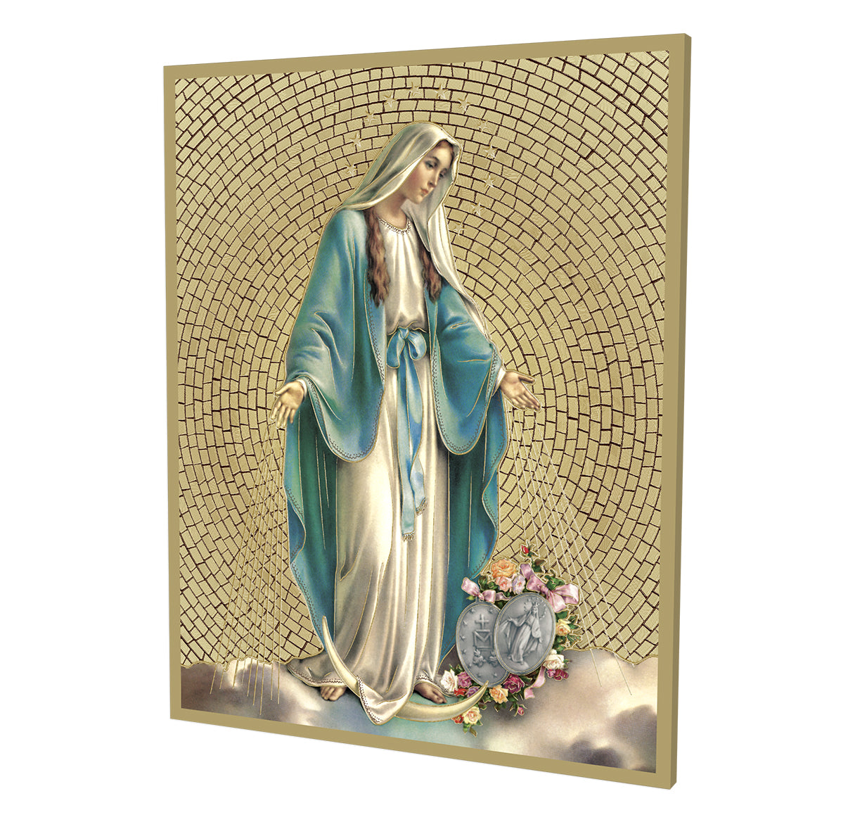 Miraculous Medal Gold Foil Mosaic Plaque