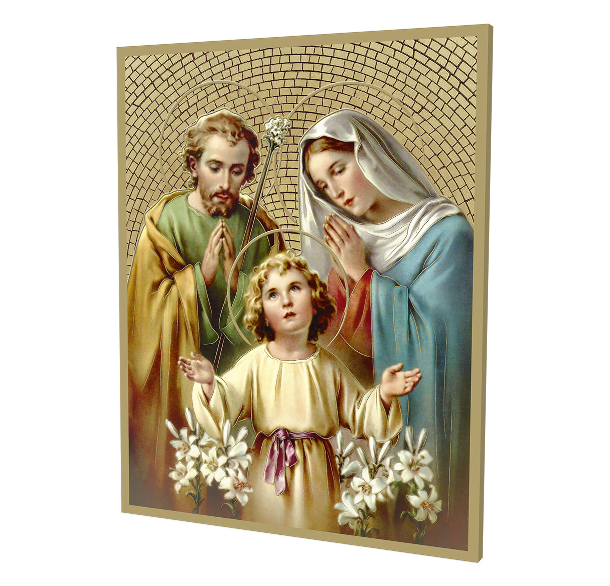 Holy Family Gold Foil Mosaic Plaque