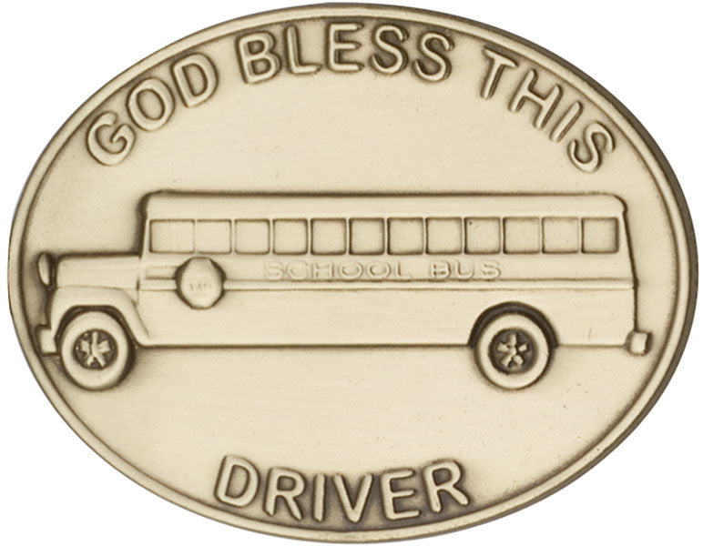 Antique Gold God Bless This Bus Driver Visor Clip