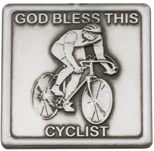 Antique Silver God Bless This Cyclist Visor Clip