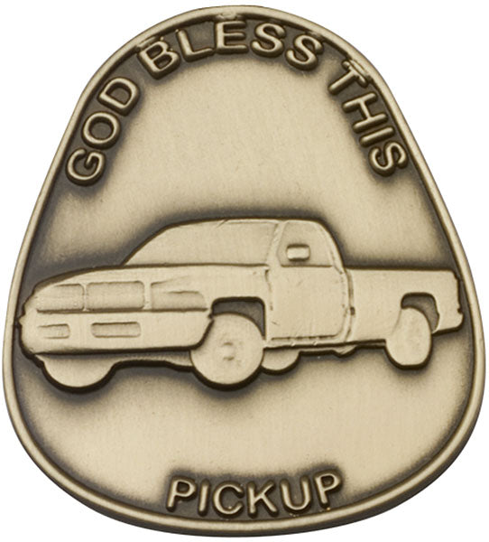 Antique Gold God Bless This Pickup Visor Clip