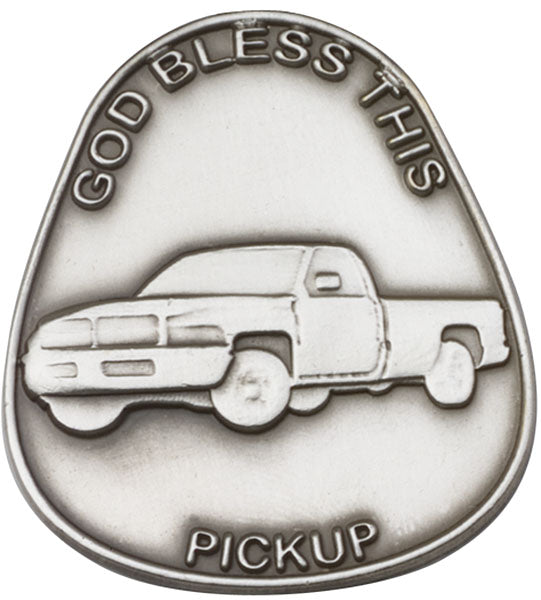 Antique Silver God Bless This Pickup Visor Clip