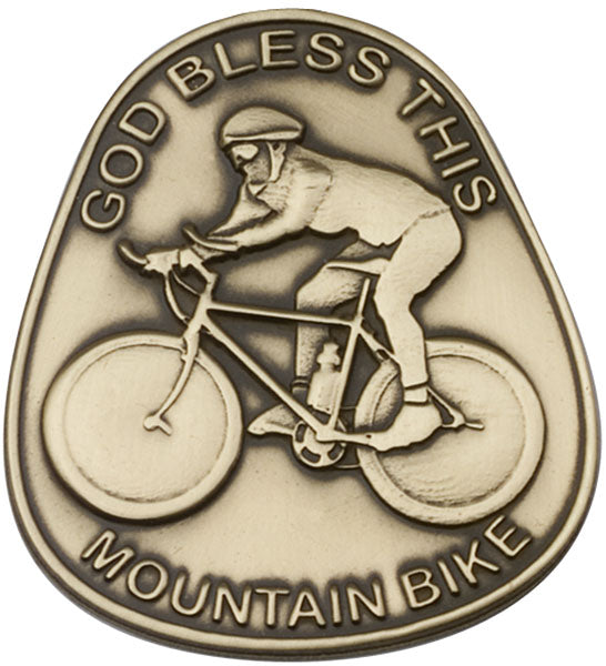 Antique Gold God Bless This Mountain Bike Visor Clip