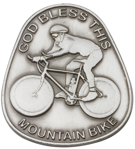 Antique Silver God Bless This Mountain Bike Visor Clip