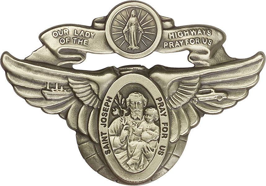 Antique Gold O/L of the Highway / St Joseph Visor Clip