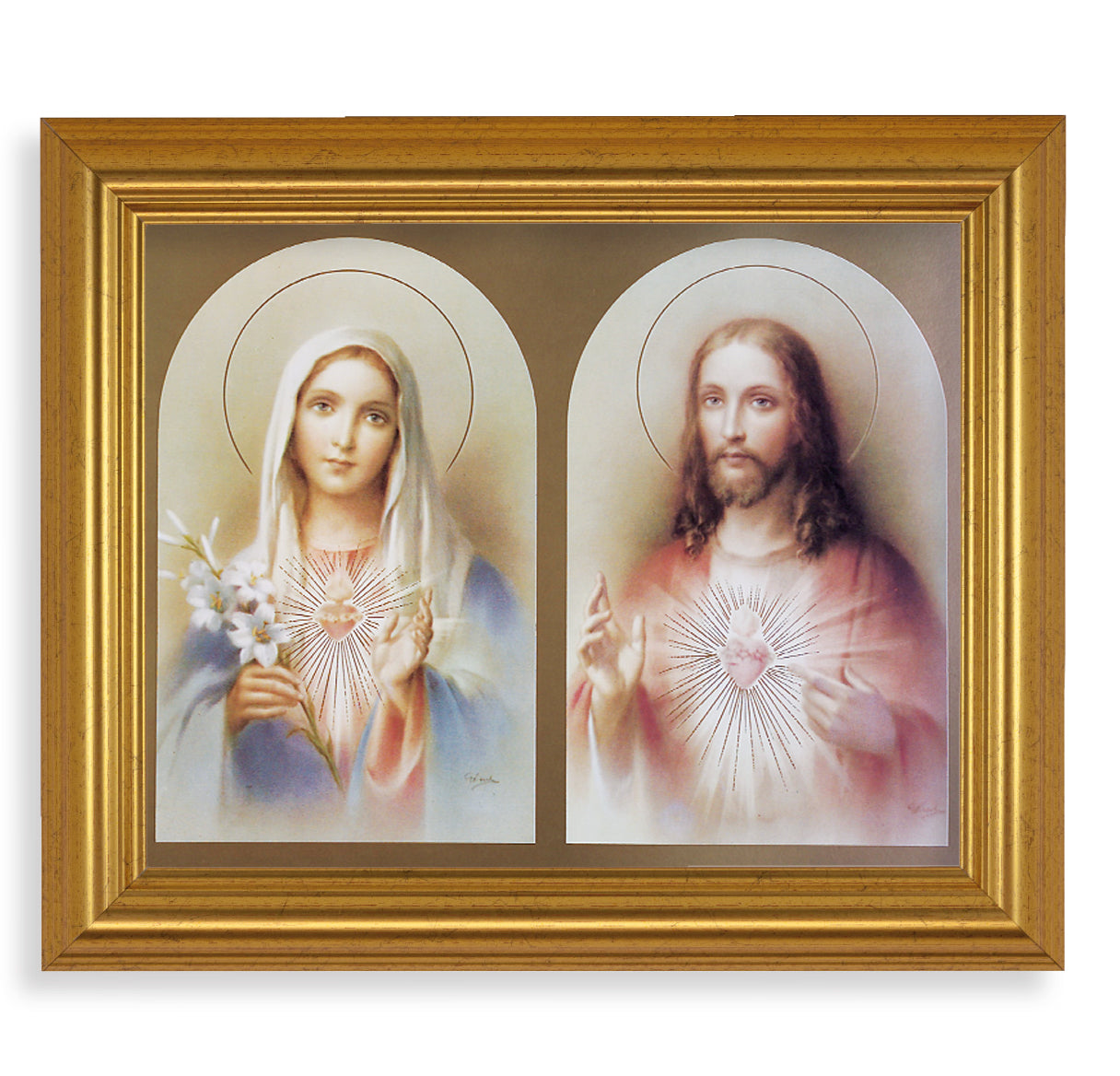 The Sacred Hearts Gold Framed Art