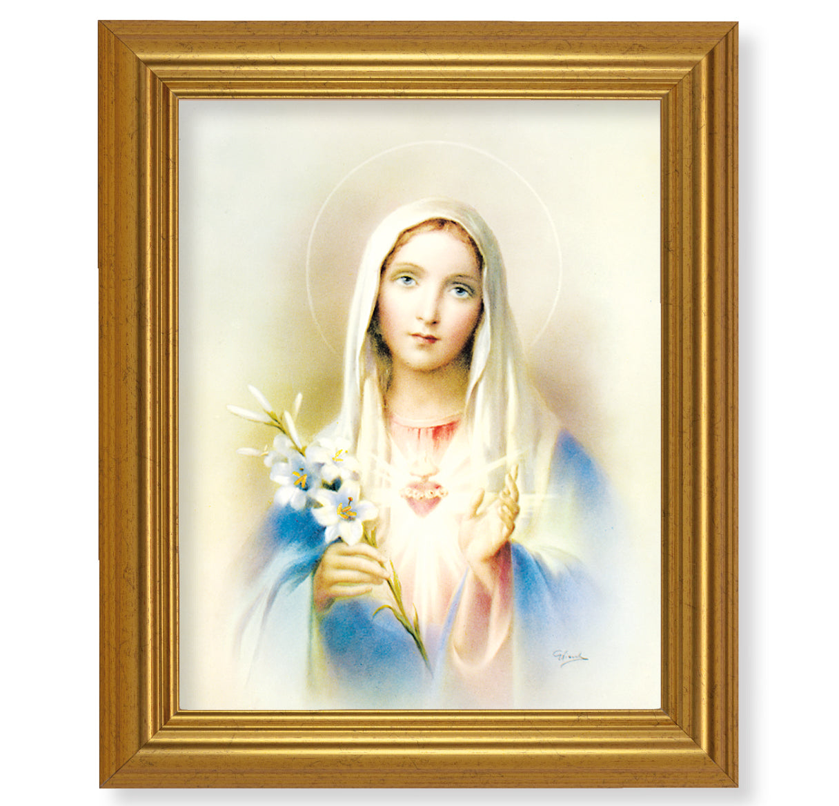 Immaculate Heart of Mary Gold Framed Art