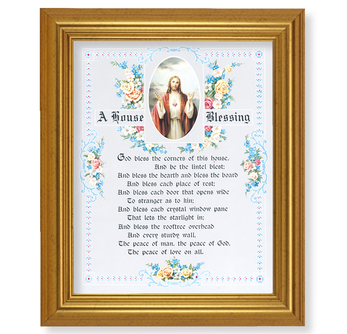 House Blessing - Sacred Heart of Jesus Gold Framed Art