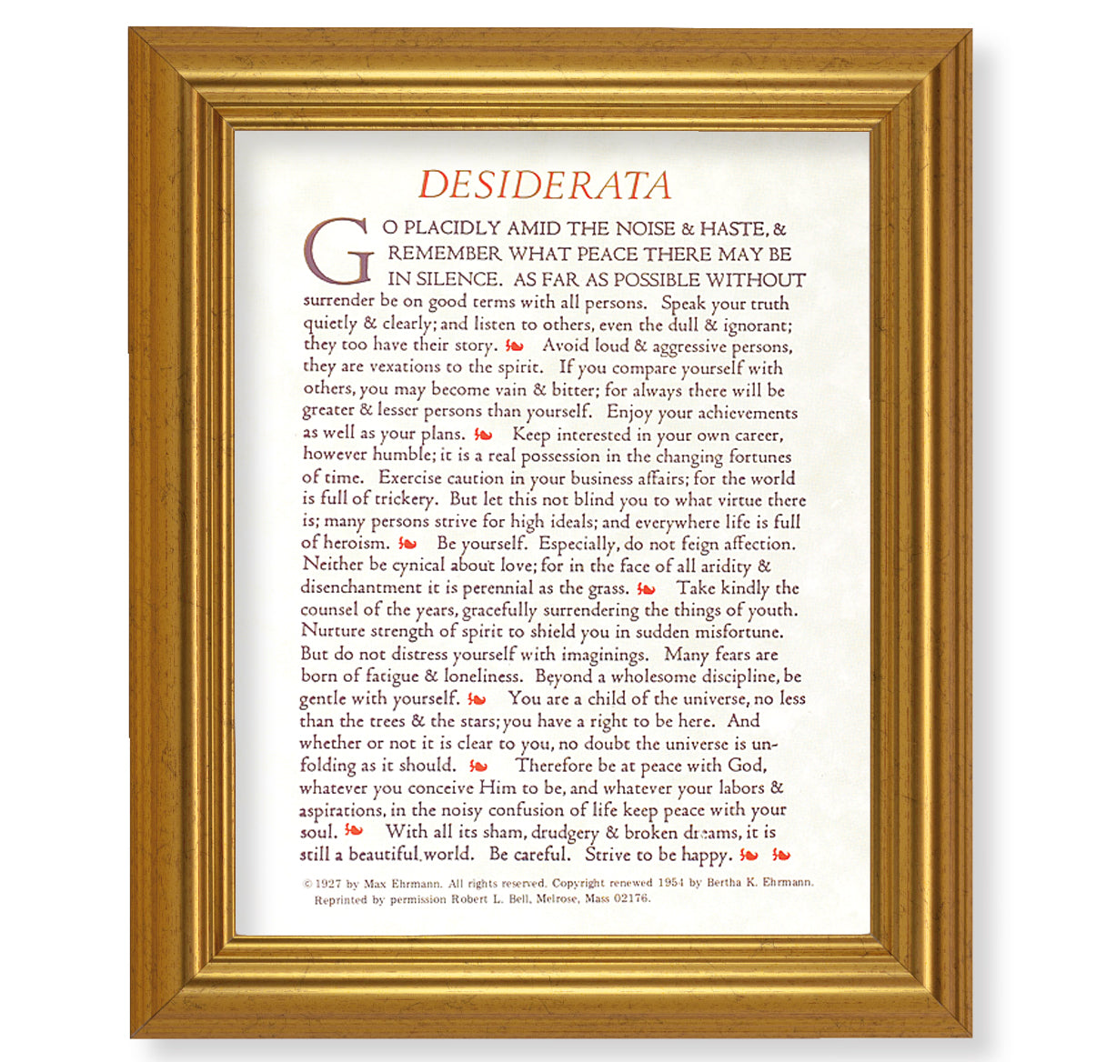 Desiderata Gold Framed Art