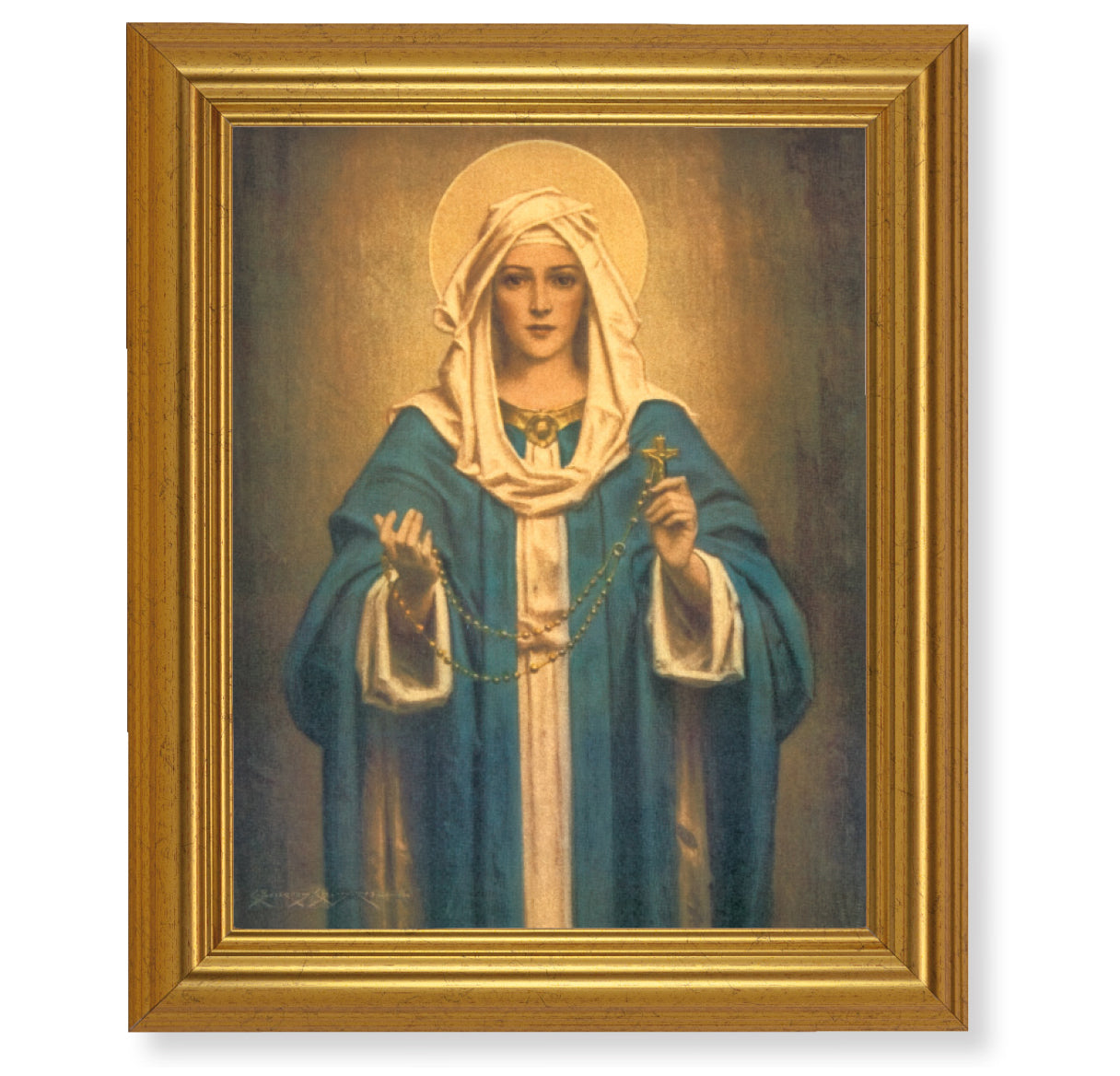 Our Lady of the Rosary Gold Framed Art