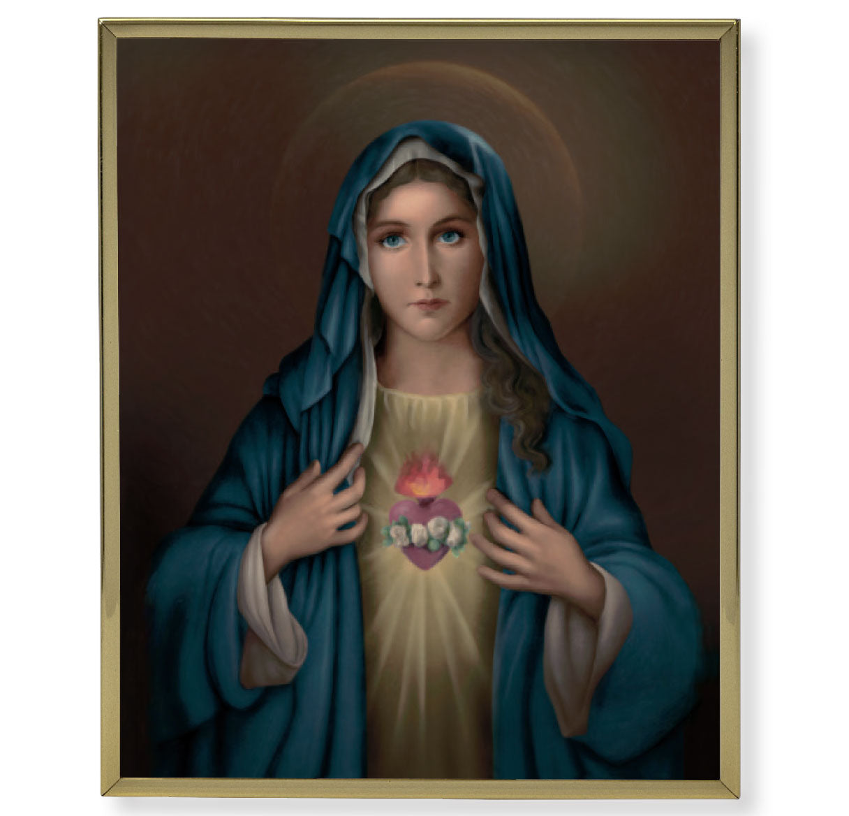 Immaculate Heart of Mary Gold Framed Plaque