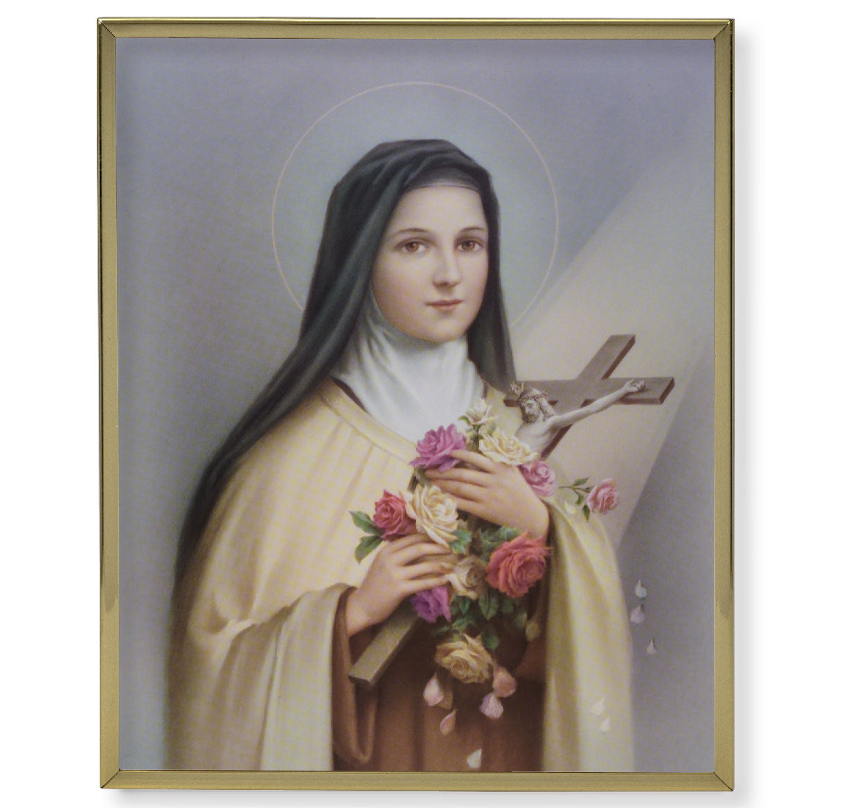 St. Therese Gold Framed Plaque