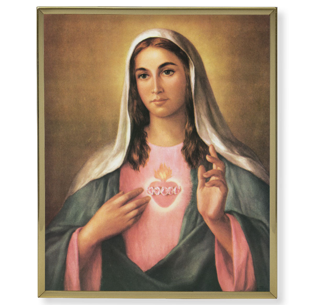 Immaculate Heart of Mary Gold Framed Plaque