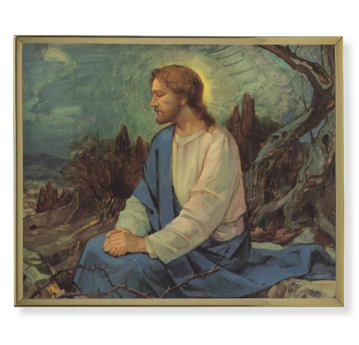 Meditation in the Garden Gold Framed Plaque