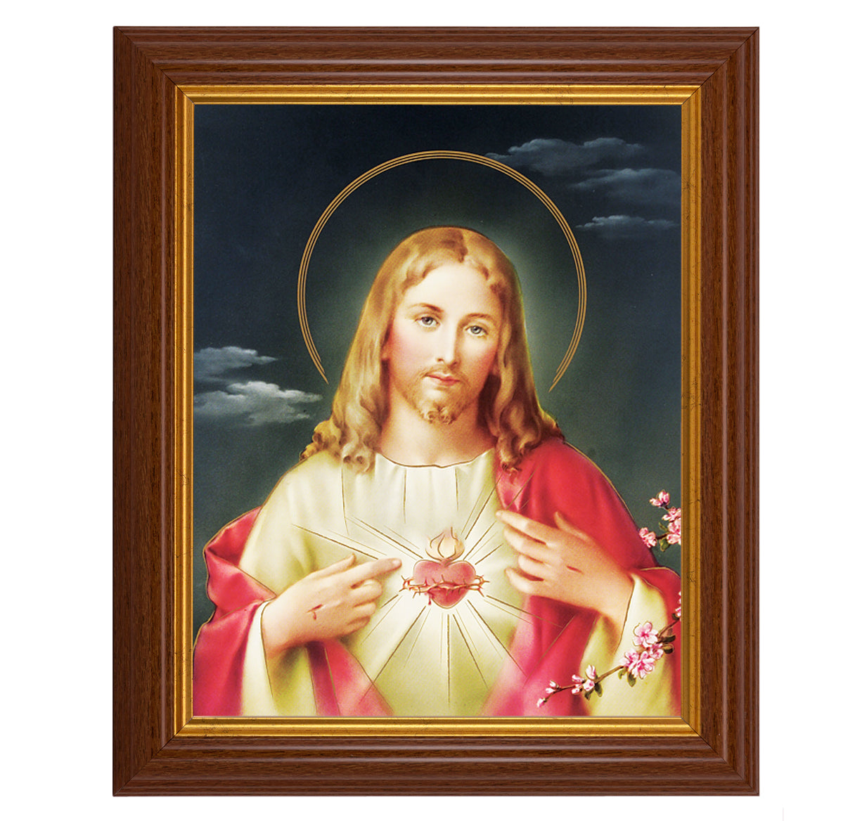 Sacred Heart of Jesus Dark Walnut Framed Art