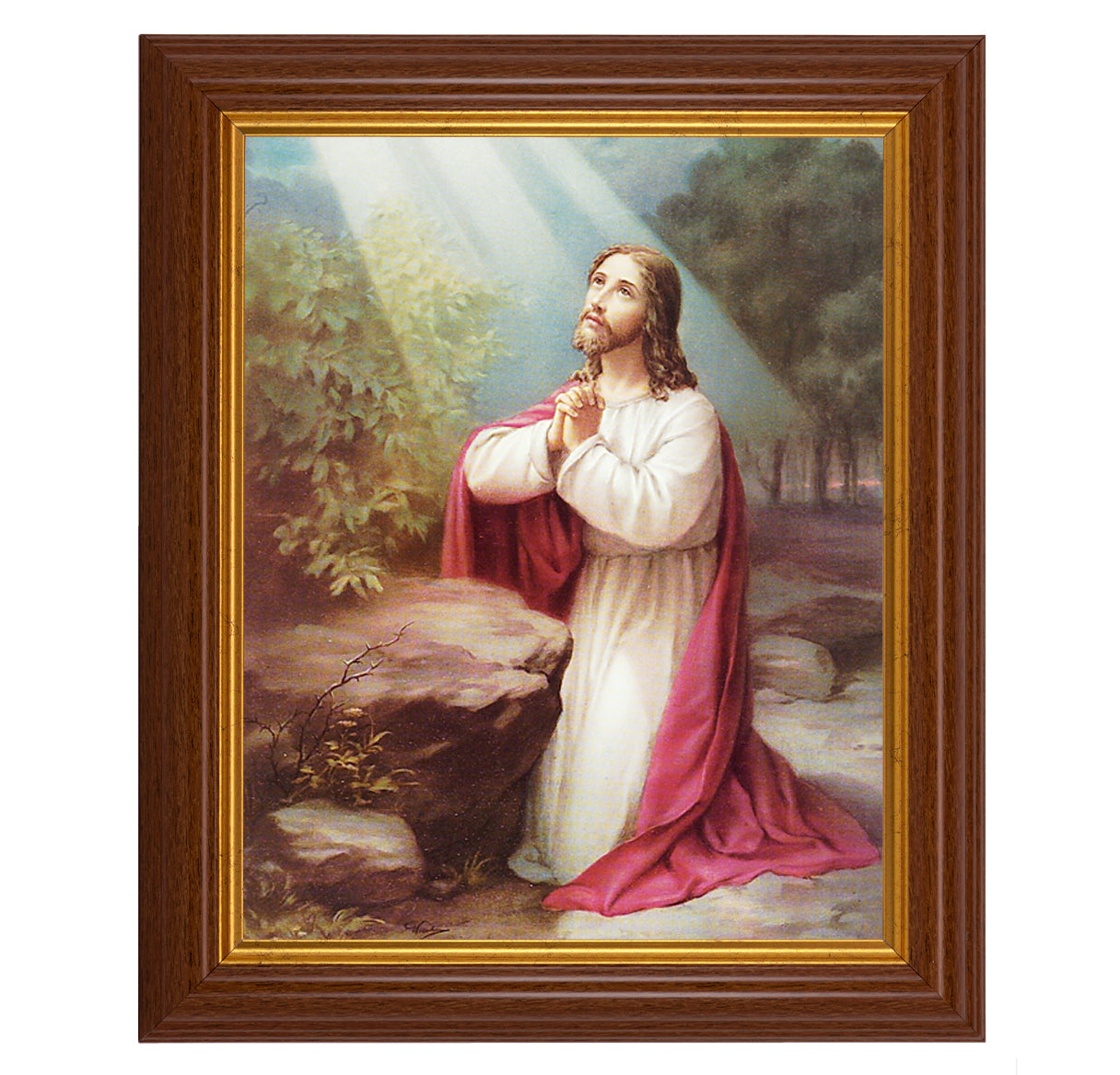 Christ On the Mount of Olives Dark Walnut Framed Art
