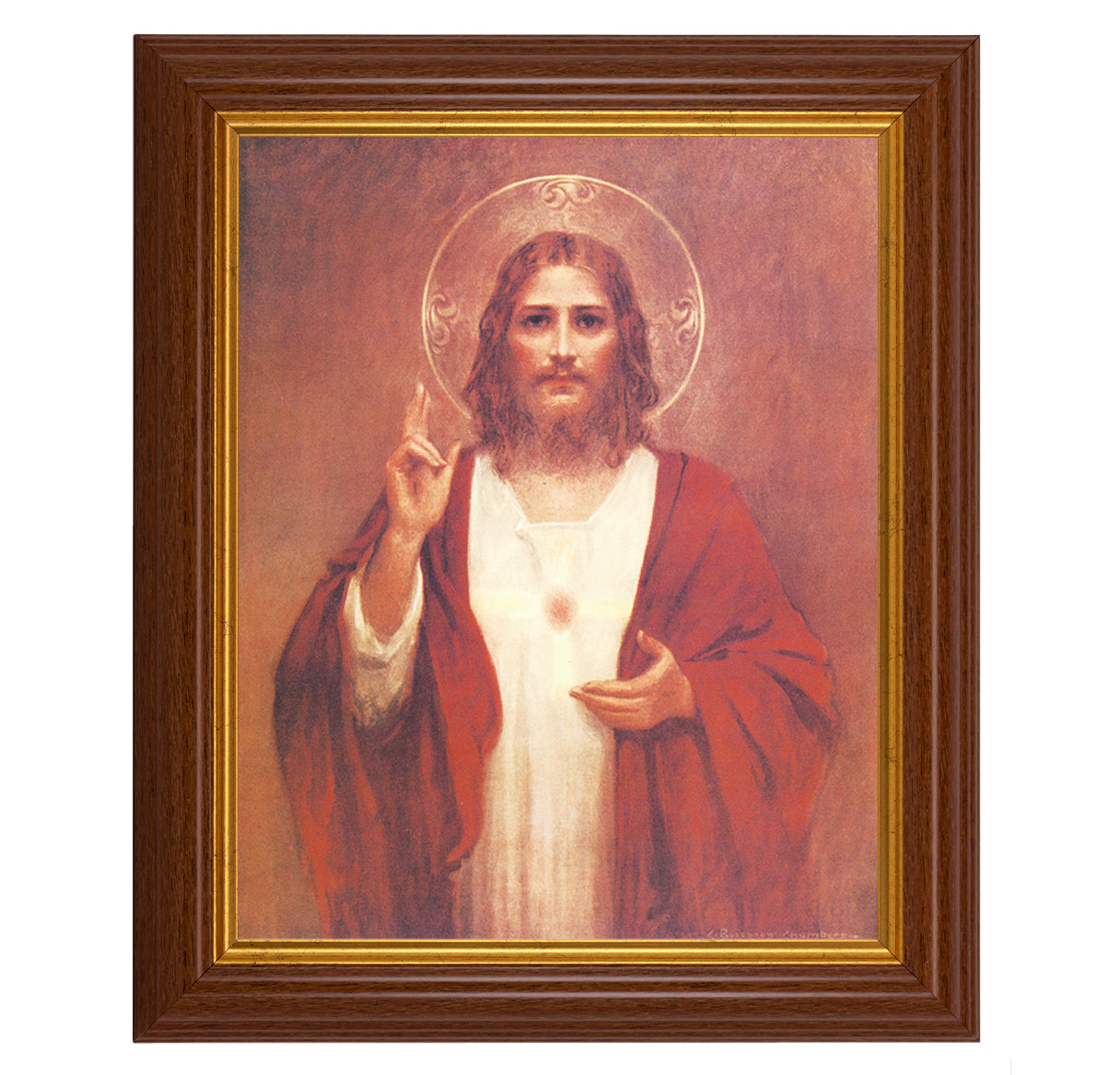 Sacred Heart of Jesus Dark Walnut Framed Art